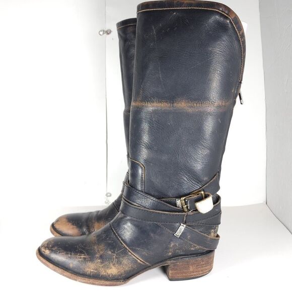 Freebird by Steven Women's Drove US9 Black Leather Distressed Western Boots - Picture 2 of 16